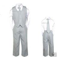 Unotux Baby Boys Toddler Teen Wedding Formal Party Vest Set Silver Gray Grey Suits S-20