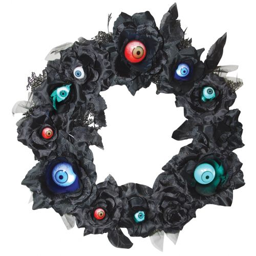 제네릭 Generic 15 Black Wreath with Eyeballs Halloween Decoration