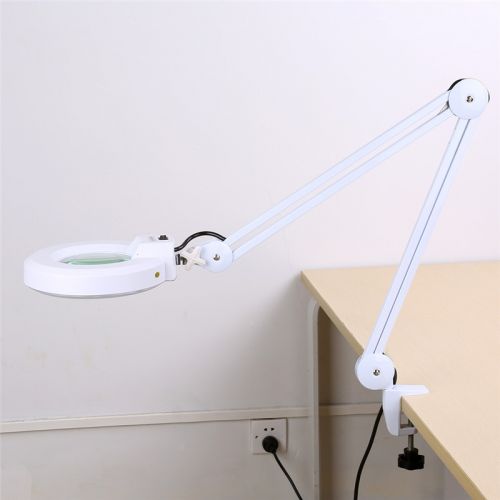  HURRISE LED Magnifier Lamp,Dimmable Magnifying Desk Light With 5X Glass and Base Holder For Jewelry Tool Coin