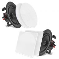 Pyle 5.25 In-Wall  In-Ceiling Dual Stereo Speakers, 150 Watt, 2-Way, Flush Mount, White
