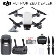 DJI Spark Drone Quadcopter (Alpine White) with Remote Controller, Battery, Sandisk 32GB Memory Card, Card Reader, Charger, Bundle Starter Kit