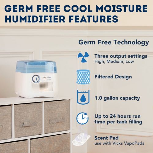 빅스 Vicks Germ Free Cool Mist Humidifier, V3900