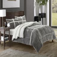 Chic Home Chloe Plush Microsuede Sherpa Lined Silver 7 Piece Comforter Bed In A Bag Set