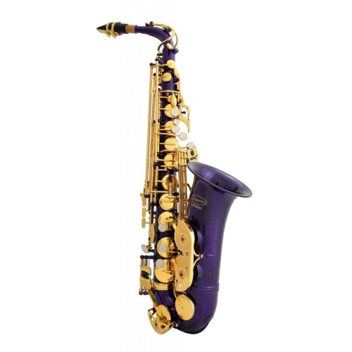  Lazarro Professional Purple-Gold Keys Eb E Flat Alto Saxophone Sax with 11 Reeds, Case & Many Extras - 360-PR