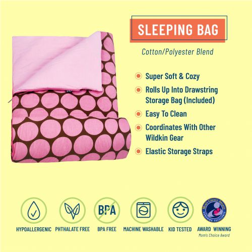  Wildkin Kids Sleeping Bag, Big Pink Dot