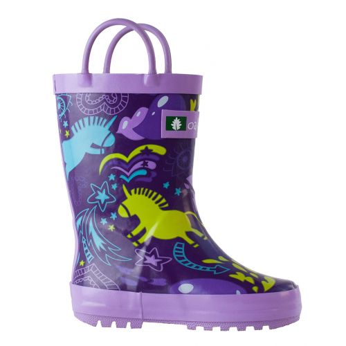  Oakiwear Kids Rain Boots For Boys Girls Toddlers Children, Purple Unicorn