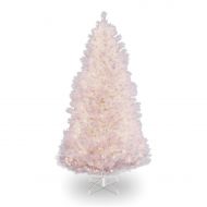 National Tree Pre-Lit 7-12 Wispy Willow Grande White Slim Hinged Artificial Christmas Tree with Silver Glitter and 500 Velvet Frost White Lights
