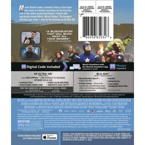 디즈니 Marvel The Avengers (4K Ultra HD + Blu-ray + Digital Code)