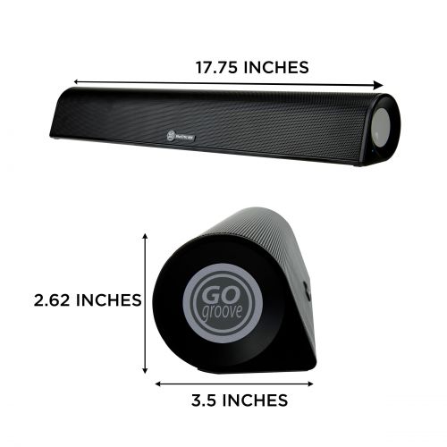 그루브 Gogroove GOgroove Wireless PC Computer Speaker Sound Bar - BlueSYNC BBR Stereo Bluetooth Desktop Sound Bar - USB Powered Rechargeable, Wireless Streaming & Wired AUX 3.5mm Input, 18in Compa