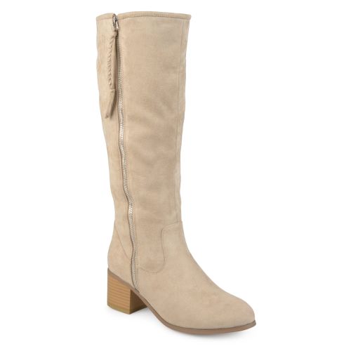  Brinley Co. Womens Faux Suede Mid-calf Stacked Wood Heel Boots