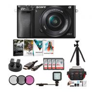 Sony Alpha a6000 Mirrorless Camera w 16-50mm Lens (Black) + 32GB SD Card (4-Pack) + Software Kit