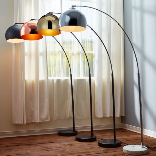  Versanora - Arquer Arc Floor Lamp with Black Shade and Black Marble Base