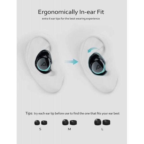  Wireless Earbuds, ABLEGRID Bluetooth 5.0 TWS True Wireless Headphones with 400mAh Charging Box Hi-Fi Noise Cancellation Bluetooth Headphones Sweat Proof Bluetooth Earbuds with Mic
