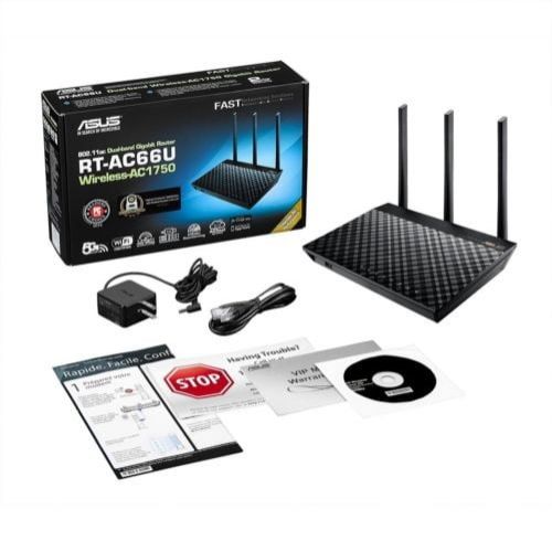 아수스 ASUS Asus 802.11ac Dual-Band Wireless AC1750 Gigabit Router SPI 4Port RT-AC66U B1