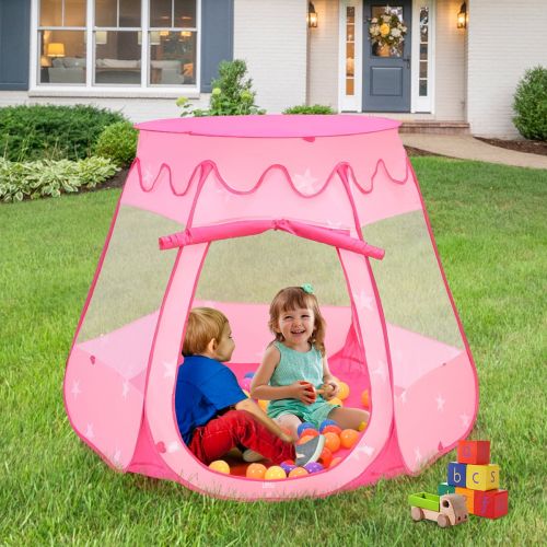 코스트웨이 Costway Kid Outdoor Indoor Princess Play Tent Playhouse Ball Tent Toddler Toys w 100 Balls