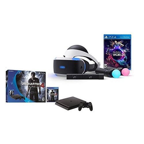 소니 Sony VR PlayStation VR Launch Bundle 3 Items:VR Launch Bundle,PlayStation 4 Slim 500GB Console - Uncharted 4,VR Game Disc PSVR EV-Valkyrie