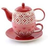 [아마존베스트]Cha Cult Tea for one Set Joseppa Keramik, 4-teilig Kanne: 0,4 l, Tasse: 0,2 l