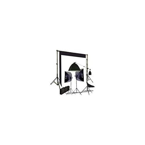  CowboyStudio Complete Photography and Video Stuido 2275 Watt Softbox Continuous Lighting Boom Kit with 6ft x9ft Black White Muslin Backgrounds and Backdrop Support Stands
