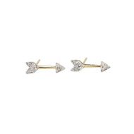 Nadean Designs Diamond Arrow Stud Earring- 14k Gold (.06 cttw)-Genuine White Diamond