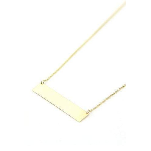  JSVConcept Personalized Handmade14K Solid Gold Bar Necklace High Polished Pendant Necklace Initial Necklace Name Charm Necklace Free Engraving Available