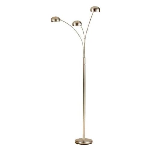  Adesso 5118-22 Domino Arc 3-Light Floor Lamp, Smart Outlet Compatible, 33 x 45 x 84, Satin Steel