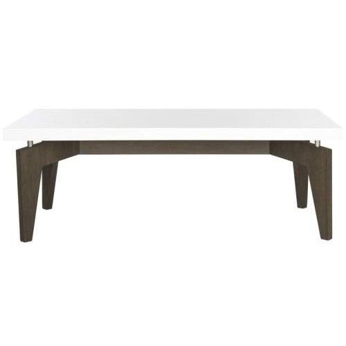  WE Safavieh Home Collection Josef Mid-Century Modern White and Dark Brown Coffee Table