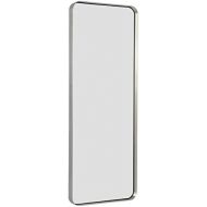 Hamilton Hills Contemporary Brushed Metal Tall Silver Wall Mirror | Glass Panel Silver Framed Rectangle Deep Set Design (18 x 48)