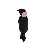 Undercover Mama Newborn Baby Blanket and Hat Bundle (Black)