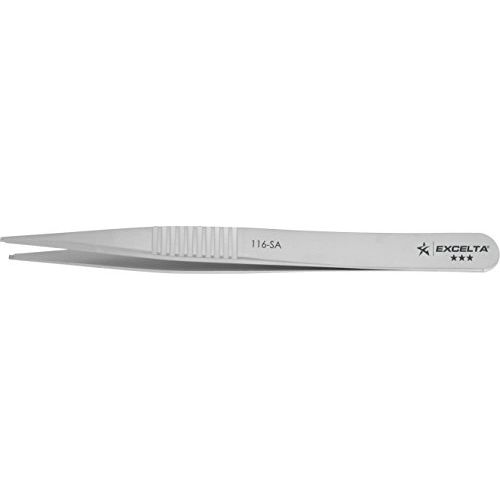  Excelta - 116-SA - Tweezers - SMD - Straight -Three Star - Anti-Mag. SS - with .04 Groove in Tip, 0.06 Height, 0.39300000000000002 Wide, 4.25 Length
