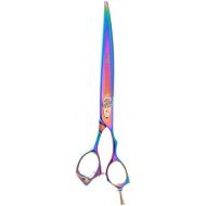 ShearsDirect Japanese 440C Stainless Steel Curved Rainbow Titanium Shear, 8-Inch