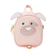 NoTian Mini Cute Backpack for Women Girl Soft PU Leather with Anti-lost Leash - Pink Dog