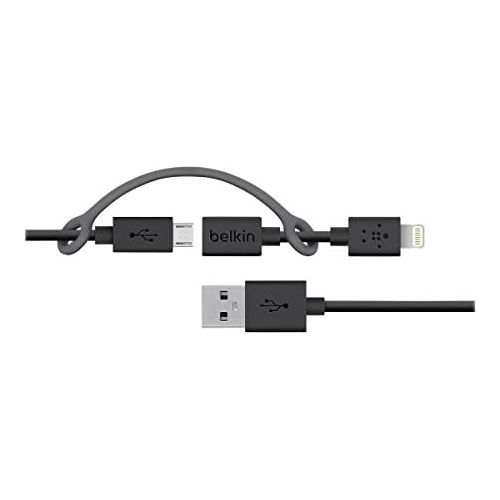 벨킨 Belkin 3-Feet Micro-USB Cable with Lightning Connector Adapter - Retail Packaging - Black