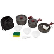 [아마존베스트]Camco Outdoor Nesting Cookware Set with Folding Handles for Campsites - Contains Pots, Pans, Mixing Bowls and Cleaning Scrubber; Comes with Convenient Travel Bag ; Great for Campin