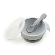 [아마존베스트]Bumkins Suction Silicone Baby Feeding Set, Bowl, Lid, Spoon, BPA-Free, First Feeding, Baby Led...