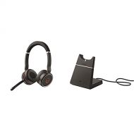 Jabra Evolve 75 UC Stereo Wireless Bluetooth Headset / Music Headphones Including Link 370 (U.S. Retail Packaging), Black Bundle with Jabra Evolve 75 Charging Stand