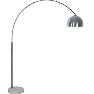 SH Lighting Brush Steel Arching Floor Lamp - Features Adjustable Next to Extend Light & White Marble Base - 81 Tall Great for Living Rooms or Offices - Silver