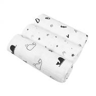 American Baby Company 100% Natural Cotton Muslin Swaddle Blanket, Black and Gray,...