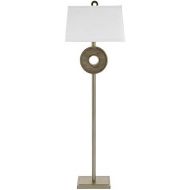 Catalina Lighting 20914-001 Contemporary Faux Drift Wood Ring-Shaped Floor Lamp with Champagne Metal Accents, Linen Shade and 3-Way Switch, Bulb Included 64, Brushed Brass