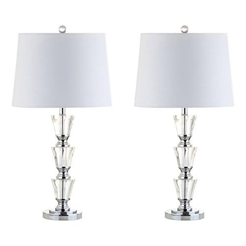  JONATHAN Y JYL2044A-SET2 Layla 27 Crystal Table Lamp (Set of 2), Clear with White Shade