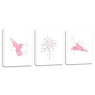 Kularoux Butterfly Wall Art, Art For Children, Girls Wall Art, Girls Gift, Set of Three Limited Edition Gallery Wrapped Canvases
