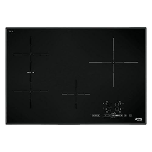 스메그 Smeg SIMU530B 31 Induction Cooktop with Angled-Edge Glass and 4 Full Power Cook Zones, Black