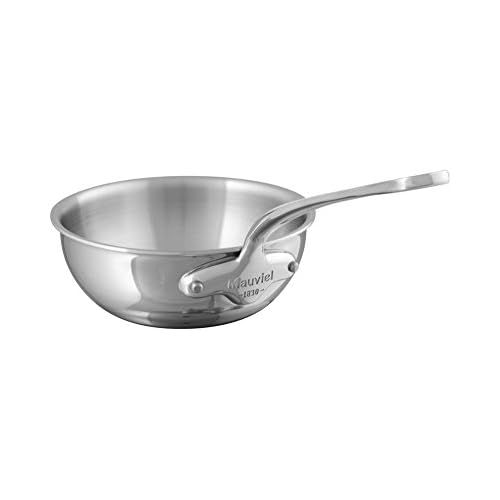  Mauviel 5212.24 M Cook 24CM CAST SS HDL 2.6MM Curved splayed Saute pan, 24, Stainless Steel