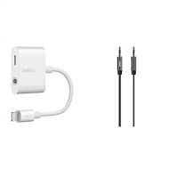 Belkin 3.5mm Audio + Charge Rockstar, iPhone Aux Adapter/iPhone Charging Adapter for iPhone XS, XS Max, XR, 8/8 Plus and more & MiXiT Tangle-Free Aux / Auxiliary Cable, 3 Feet (Bla