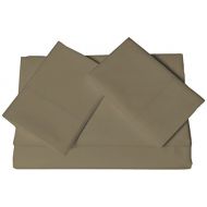 Tribeca Living Egyptian Cotton Sateen 800 Thread Count Hemstitched Deep Pocket Sheet Set, Queen, Taupe
