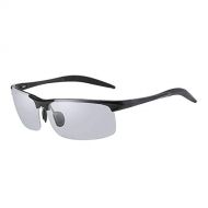 SX Mens Aluminum-Magnesium Photosensitive Color Sunglasses Outdoor Sports Riding Driving Goggles (Color : Black, Size : 150mm132mm)