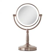 Zadro Cordless Rose Gold Dual-Sided LED Lighted Vanity Mirror with 1X & 10X magnification.