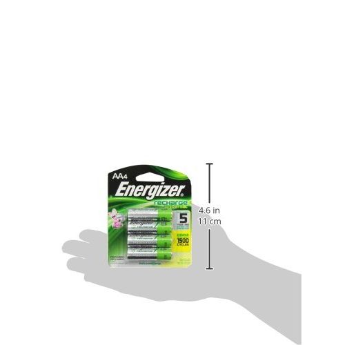  Energizer Rechargeable AA Batteries, NiMH, 2000 mAh, Pre-Charged, 4 count (Recharge Universal)