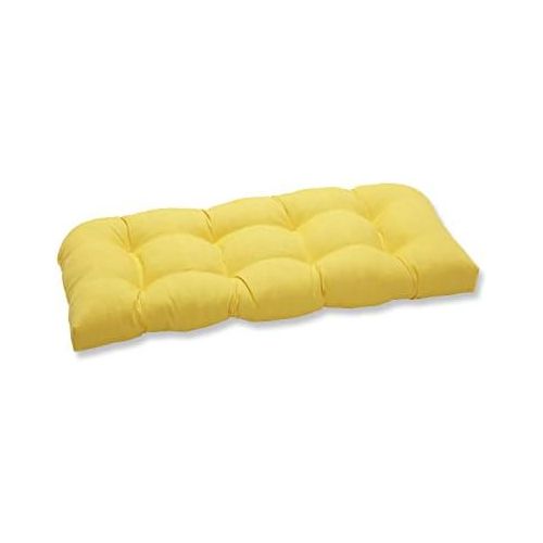  Visit the Pillow Perfect Store Pillow Perfect Outdoor Fresco Yellow Wicker Loveseat Cushion