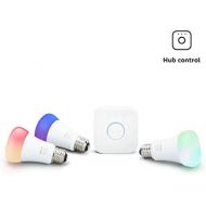 [아마존 핫딜]  [아마존핫딜]Philips Hue White and Color Ambiance LED Smart Light Bulb Starter Kit, 3 A19 Smart Bulbs & 1 Hue Hub (Works with Alexa, Apple HomeKit & Google Assistant)