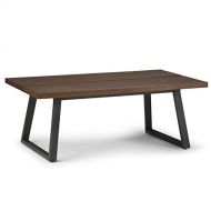 Simpli Home AXCADR-01 Adler Solid Wood and Metal 48 inch wide Modern Industrial Coffee Table in Light Walnut Brown